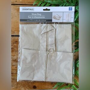 Shoe Bag with Zipper Ring Closure - Cream